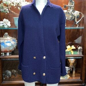 Talbots wool navy blue thick cardigan
